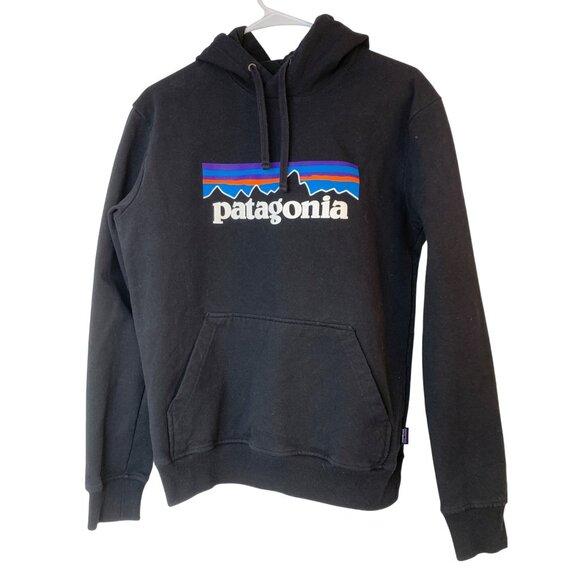 Unisex Patagonia Black Pullover Hoodie P-6 Uprisal Logo Sz S RA10051 EUC fleece - Picture 2 of 8